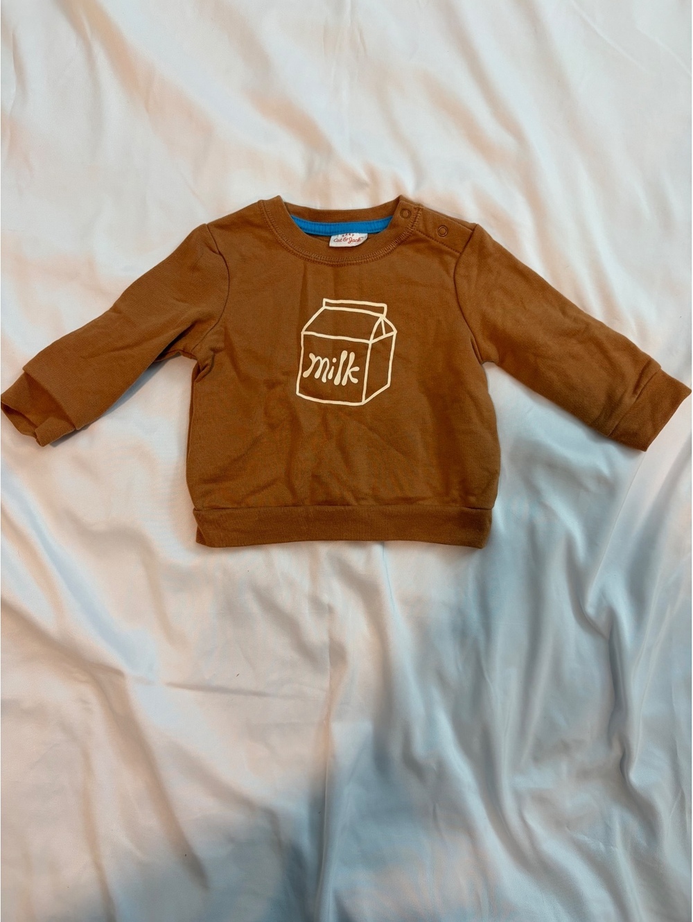 Cat & Jack Baby Brown Long Sleeve Milk Print Shirt 3-6M